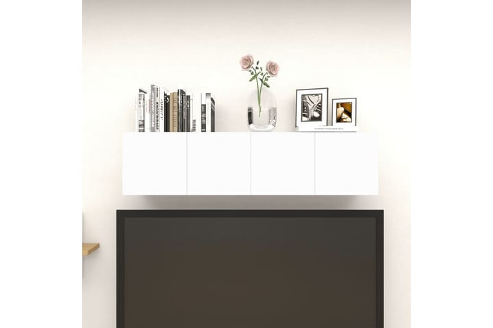 Seinäkiinnitettävä TV-taso 4kpl valkoinen/tammi 30,5x30x30cm - Beige - Tv taso & Mediataso