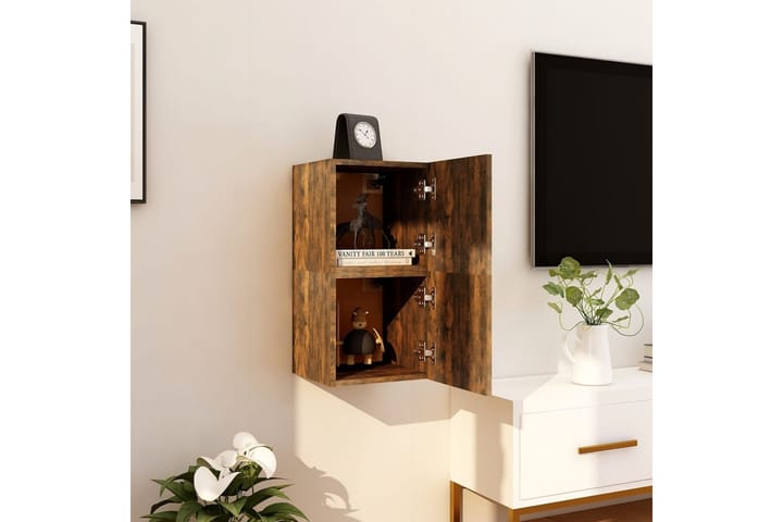 Seinäkiinnitettävät TV-kaapit 2 kpl savutammi 30,5x30x30 cm - Ruskea - Tv taso & Mediataso
