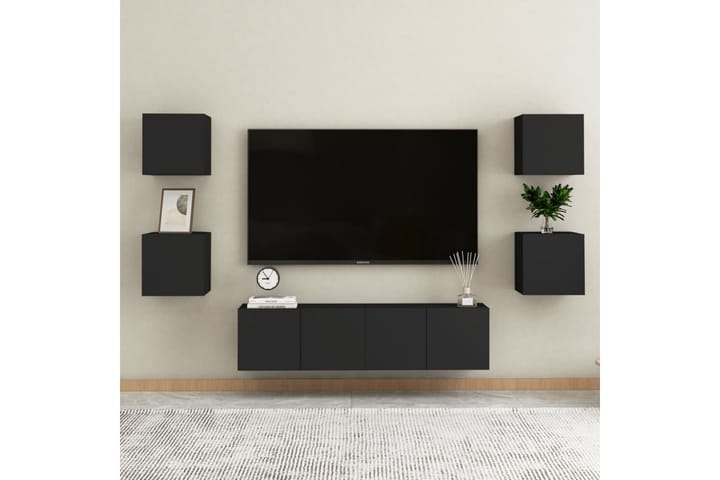 Seinäkiinnitettävät TV-tasot 2 kpl musta 30,5x30x30cm - Musta - Tv taso & Mediataso