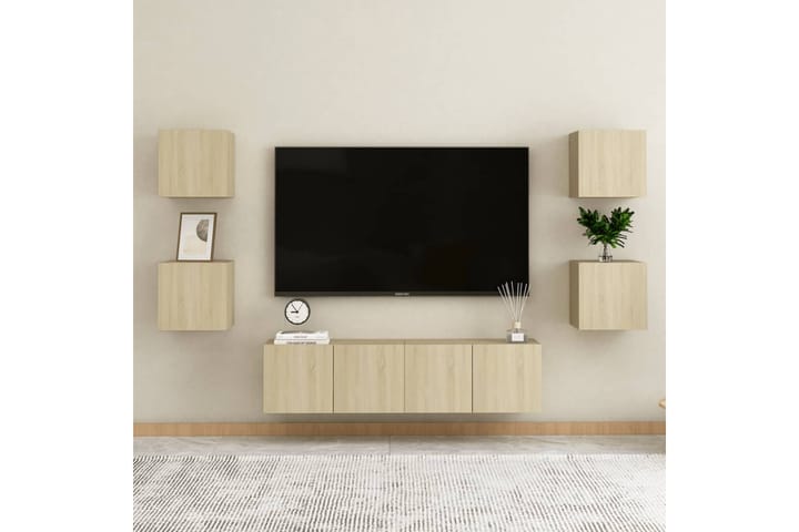 Seinäkiinnitettävät TV-tasot 2 kpl Sonoma-tammi 30,5x30x30cm - Ruskea - Tv taso & Mediataso