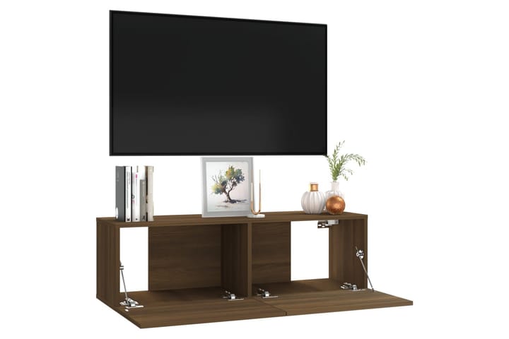 TV-seinäkaappi ruskea tammi 100x30x30 cm tekninen puu - Ruskea - Tv taso & Mediataso