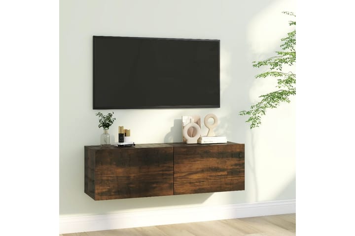 TV-seinäkaappi savutammi 100x30x30 cm tekninen puu - Ruskea - Tv taso & Mediataso