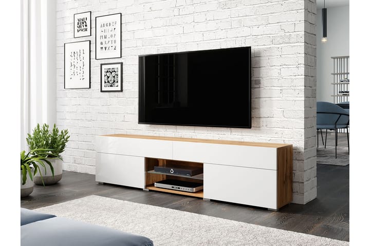 TV-Taso 180x45 cm - Valkoinen|Luonnonväri - Tv taso & Mediataso