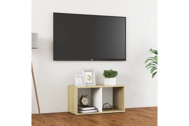 TV-taso 72x35x36,5 cm Sonoma-tammi - Beige/Valkoinen - Tv taso & Mediataso