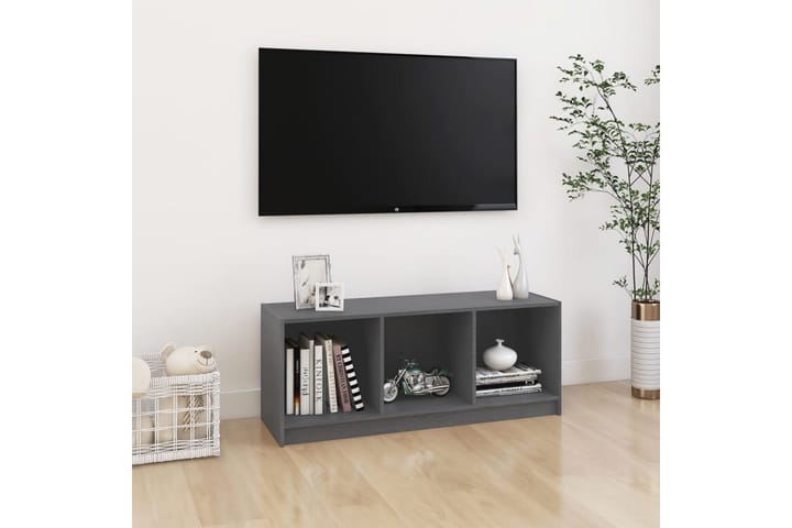 TV-taso harmaa 104x33x41 cm täysi mänty - Harmaa - Tv taso & Mediataso
