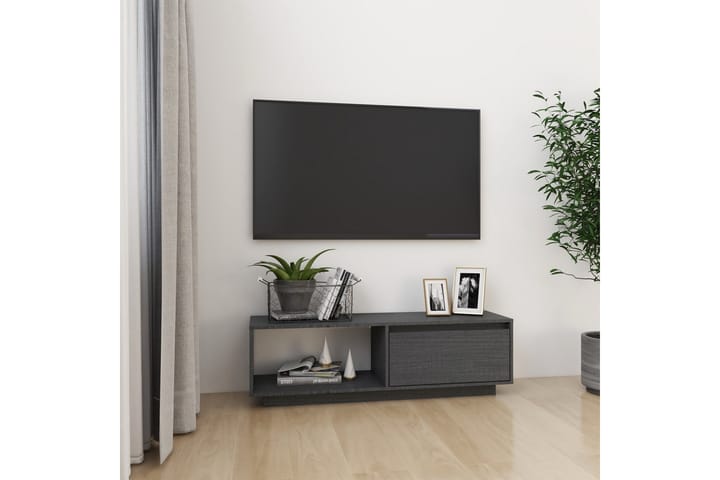 TV-taso harmaa 110x30x33,5 cm täysi mänty - Harmaa - Tv taso & Mediataso