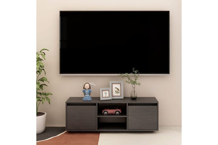 TV-taso harmaa 110x30x40 cm täysi mänty - Harmaa - Tv taso & Mediataso