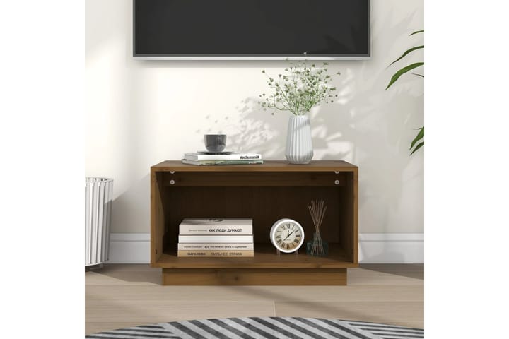 TV-taso hunajanruskea 60x35x35 cm täysi mänty - Ruskea - Tv taso & Mediataso