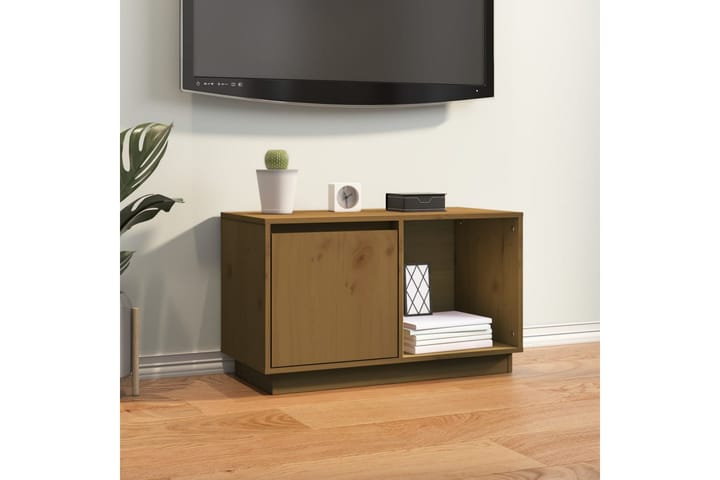 TV-taso hunajanruskea 74x35x44 cm täysi mänty - Ruskea - Tv taso & Mediataso