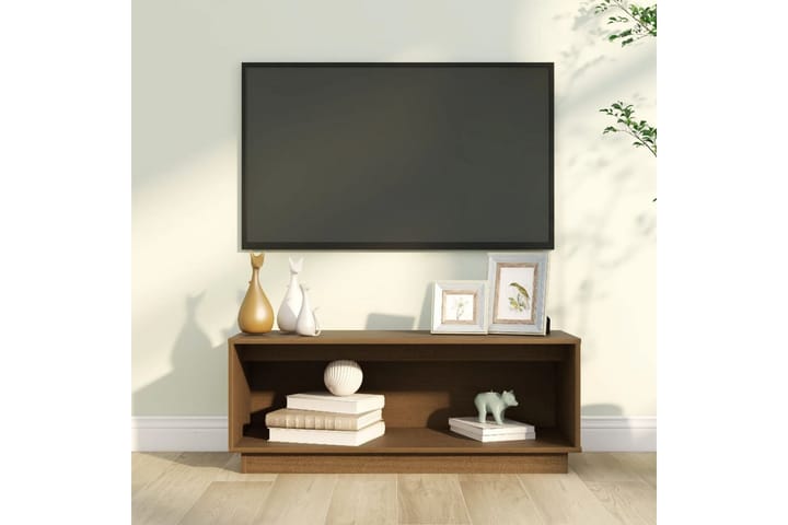 TV-taso hunajanruskea 90x35x35 cm täysi mänty - Ruskea - Tv taso & Mediataso