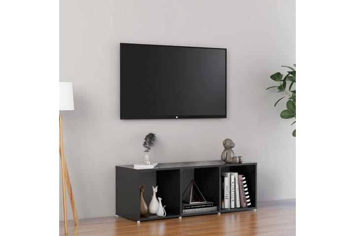 TV-taso korkeakiilto harmaa 107x35x37 cm lastulevy - Harmaa - Tv taso & Mediataso