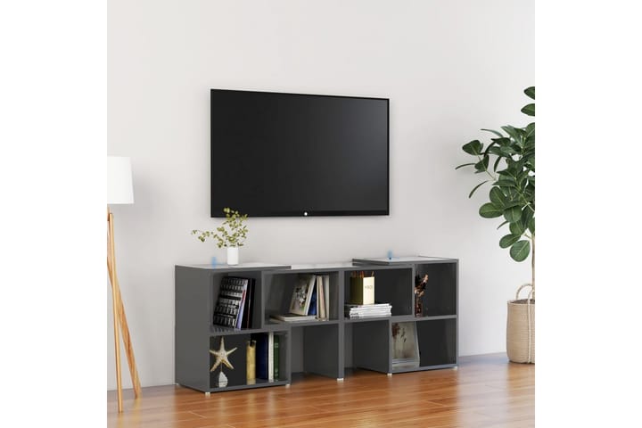 TV-taso korkeakiilto korkeakiilto harmaa 104x30x52 cm - Harmaa - Tv taso & Mediataso