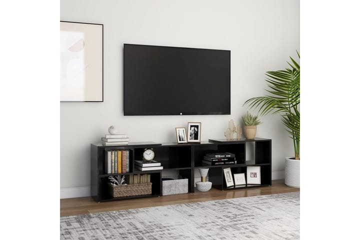 TV-taso korkeakiilto musta 149x30x52 cm lastulevy - Musta - Tv taso & Mediataso