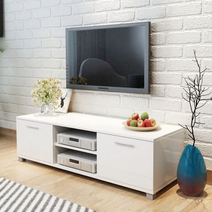 TV-taso korkeakiilto valkoinen 120x40,3x34,7 cm - Valkoinen - Tv taso & Mediataso