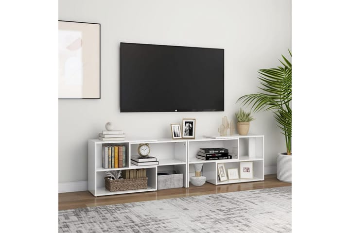 TV-taso korkeakiilto valkoinen 149x30x52 cm lastulevy - Valkoinen - Tv taso & Mediataso