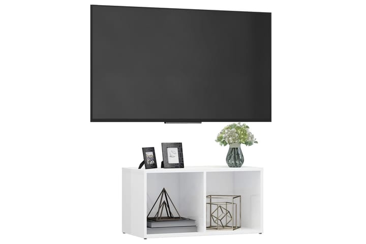 TV-taso korkeakiilto valkoinen 72x35x36,5 cm lastulevy - Valkoinen - Tv taso & Mediataso