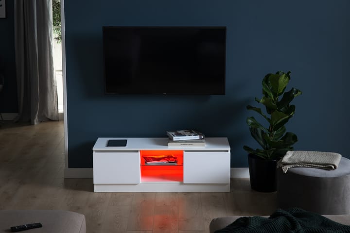TV-taso Laritstorp 120 cm LED-valaistus - Valkoinen - Tv taso & Mediataso