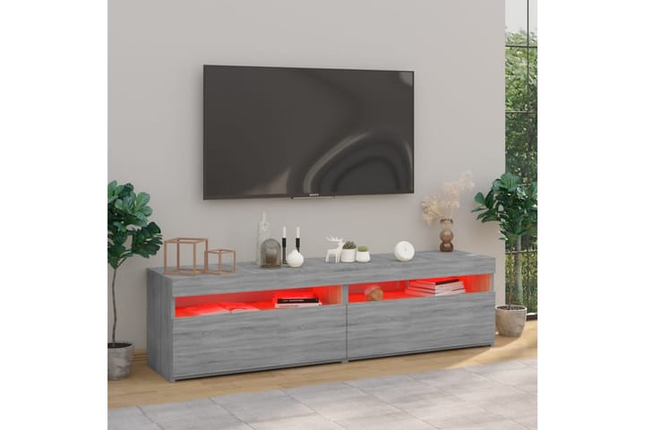 TV-taso LED-valoilla 2 kpl harmaa Sonoma 75x35x40 cm - Harmaa - Tv taso & Mediataso