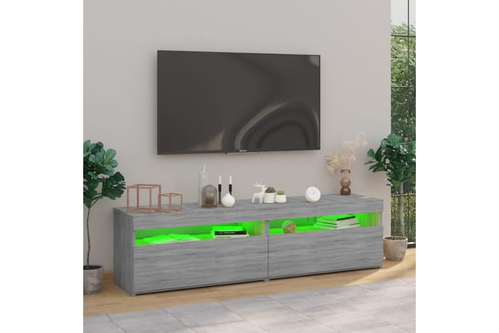TV-taso LED-valoilla 2 kpl harmaa Sonoma 75x35x40 cm - Harmaa - Tv taso & Mediataso