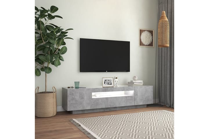 TV-taso LED-valoilla betoninharmaa 160x35x40 cm - Tv taso & Mediataso