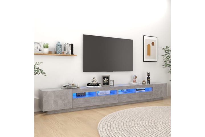 TV-taso LED-valoilla betoninharmaa 300x35x40 cm - Harmaa - Tv taso & Mediataso