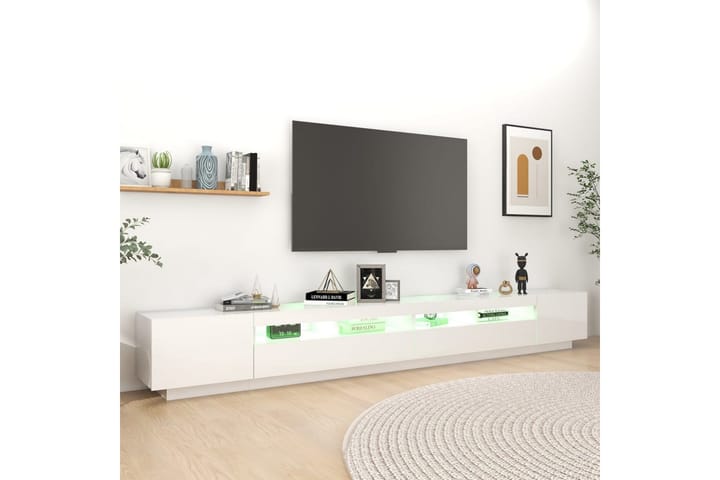 TV-taso LED-valoilla korkeakiilto valkoinen 300x35x40 cm - Valkoinen - Tv taso & Mediataso