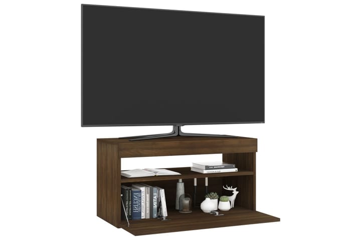 TV-taso LED-valoilla ruskea tammi 75x35x40 cm - Ruskea - Tv taso & Mediataso