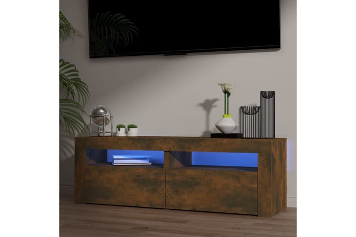 TV-taso LED-valoilla savutammi 120x35x40 cm - Ruskea - Tv taso & Mediataso