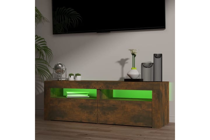 TV-taso LED-valoilla savutammi 120x35x40 cm - Ruskea - Tv taso & Mediataso