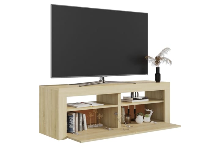 TV-taso LED-valoilla Sonoma-tammi 120x35x40 cm - Ruskea - Tv taso & Mediataso