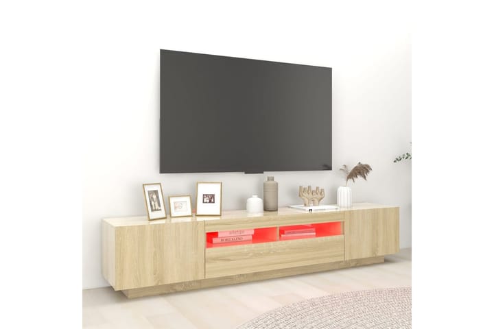 TV-taso LED-valoilla Sonoma-tammi 200x35x40 cm - Ruskea - Tv taso & Mediataso