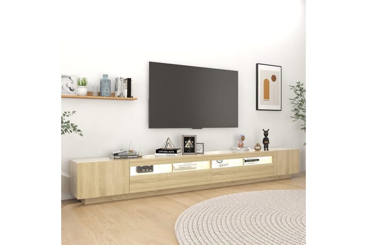 TV-taso LED-valoilla Sonoma-tammi 300x35x40 cm - Ruskea - Tv taso & Mediataso