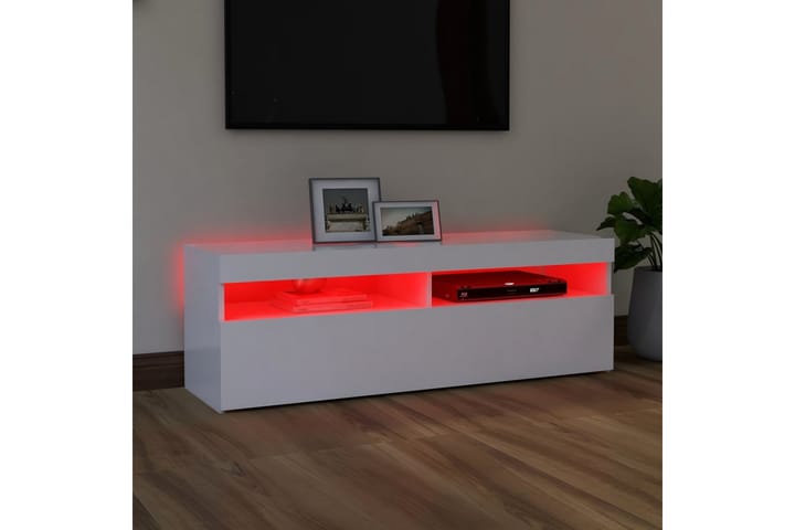 TV-taso LED-valoilla valkoinen 120x35x40 cm - Valkoinen - Tv taso & Mediataso