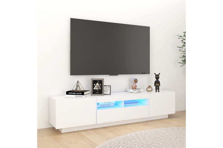 TV-taso LED-valoilla valkoinen 180x35x40 cm - Valkoinen - Tv taso & Mediataso