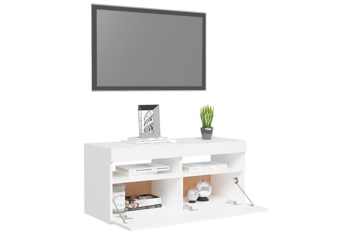 TV-taso LED-valoilla valkoinen 90x35x40 cm - Valkoinen - Tv taso & Mediataso