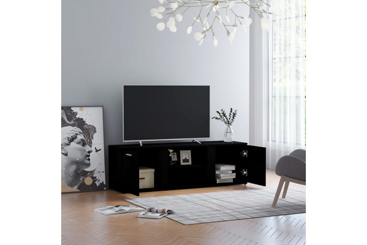 TV-taso musta 120x34x37 cm lastulevy - Musta - Tv taso & Mediataso