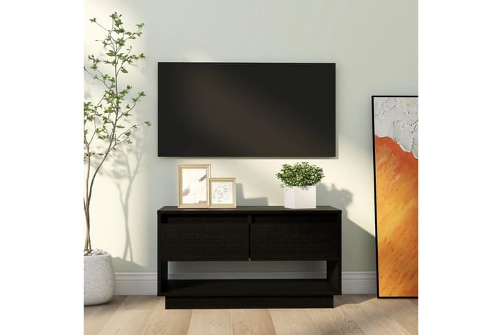 TV-taso musta 74x34x40 cm täysi mänty - Musta - Tv taso & Mediataso