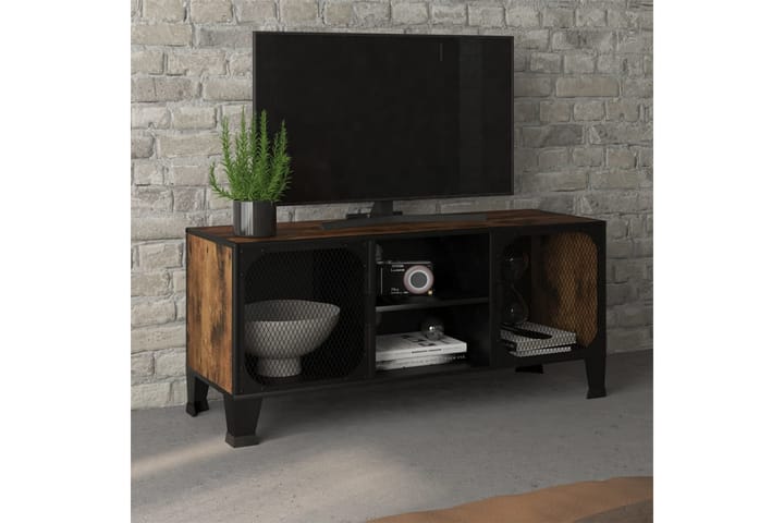 TV-taso rustiikkinen ruskea 105x36x47 cm metalli ja MDF - Ruskea - Tv taso & Mediataso