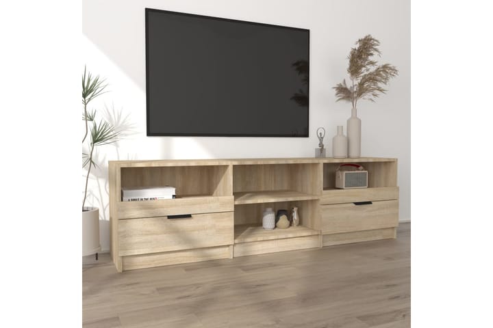 TV-taso Sonoma-tammi 150x33,5x45 cm tekninen puu - Ruskea - Tv taso & Mediataso