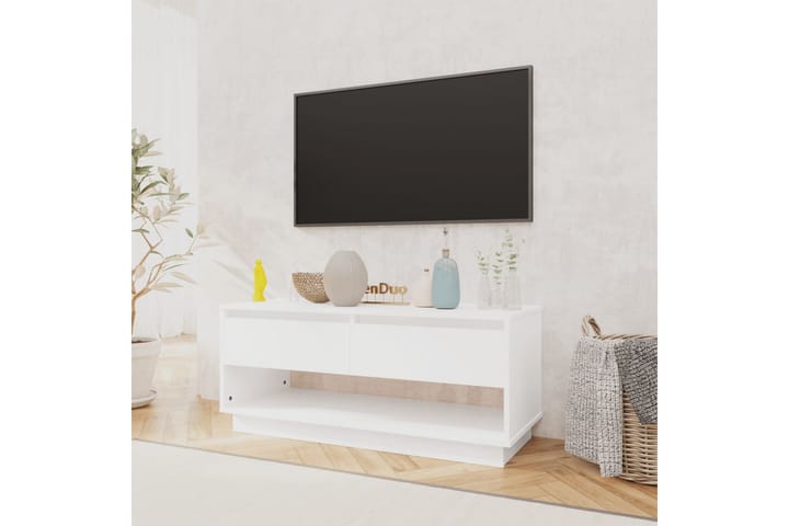TV-taso valkoinen 102x41x44 cm lastulevy - Valkoinen - Tv taso & Mediataso