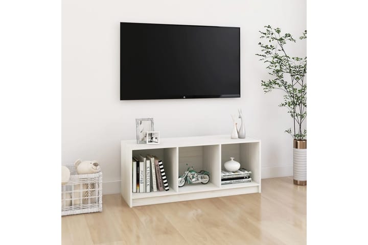 TV-taso valkoinen 104x33x41 cm täysi mänty - Valkoinen - Tv taso & Mediataso