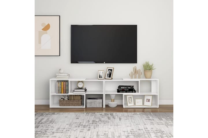 TV-taso valkoinen 149x30x52 cm lastulevy - Valkoinen - Tv taso & Mediataso