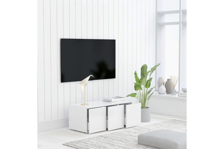 TV-taso valkoinen 80x34x30 cm lastulevy - Tv taso & Mediataso