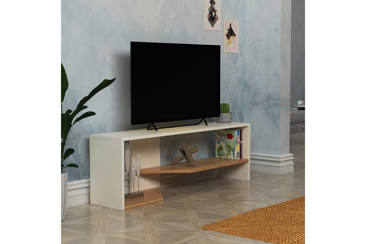 TV-taso Zakkum 123,6x40 cm - Valkoinen - Tv taso & Mediataso