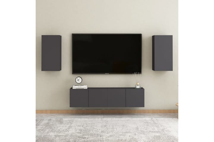 TV-tasot 2 kpl harmaa 30,5x30x60 cm lastulevy - Tv taso & Mediataso
