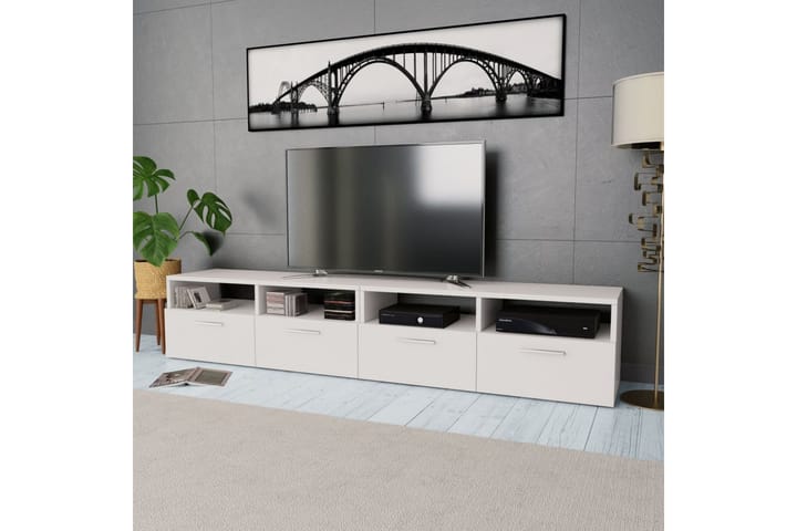 TV-tasot 2 kpl lastulevy 95x35x36 cm valkoinen - Valkoinen - Tv taso & Mediataso