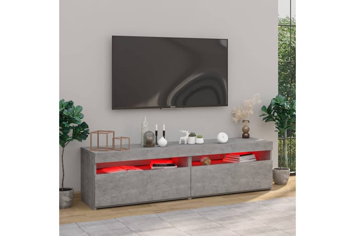 TV-tasot 2 kpl LED-valoilla betoninharmaa 75x35x40 cm - Harmaa - Tv taso & Mediataso