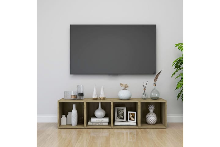 TV-tasot 2 kpl Sonoma-tammi 37x35x37 cm lastulevy - Ruskea - Tv taso & Mediataso