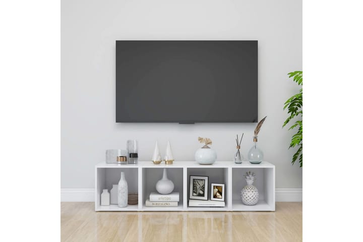 TV-tasot 2 kpl valkoinen 37x35x37 cm lastulevy - Valkoinen - Tv taso & Mediataso