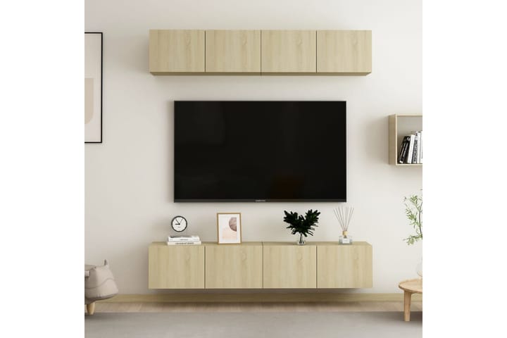 TV-tasot 4 kpl Sonoma-tammi 80x30x30 cm lastulevy - Ruskea - Tv taso & Mediataso